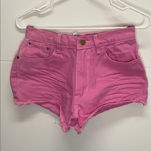 Bright Pink Denim Shorts